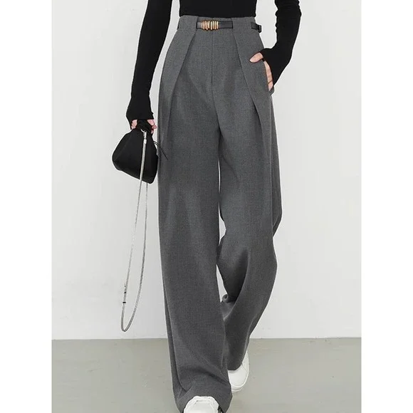 Commense Charcoal High-Waist Trousers - Picture 2 of 4